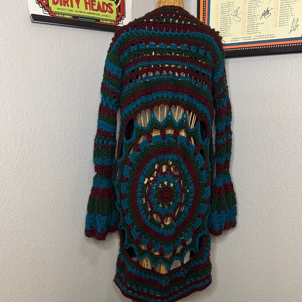 Bohemian Crochet Open-Back Sweater